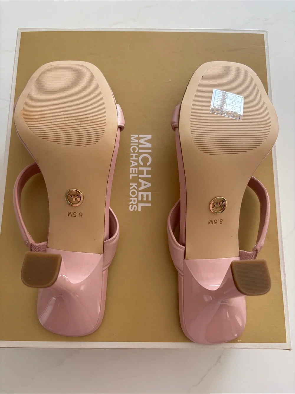 Michael Kors Smokey Rose Dual-Strap Leather Heeled Slide